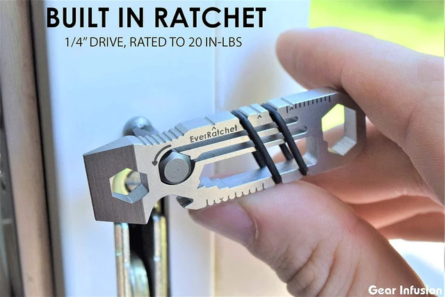 Alt view image 2 of 6 - EverRatchet - EDC Bladeless Keychain Multitool 17-in-1 tool with Bottle Opener, Screwdriver, Pry Bar, Wrenches & Ratchet (Titanium)