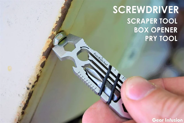 Alt view image 5 of 6 - EverRatchet - EDC Bladeless Keychain Multitool 17-in-1 tool with Bottle Opener, Screwdriver, Pry Bar, Wrenches & Ratchet (Titanium)