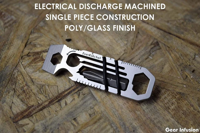 Alt view image 6 of 6 - EverRatchet - EDC Bladeless Keychain Multitool 17-in-1 tool with Bottle Opener, Screwdriver, Pry Bar, Wrenches & Ratchet (Titanium)