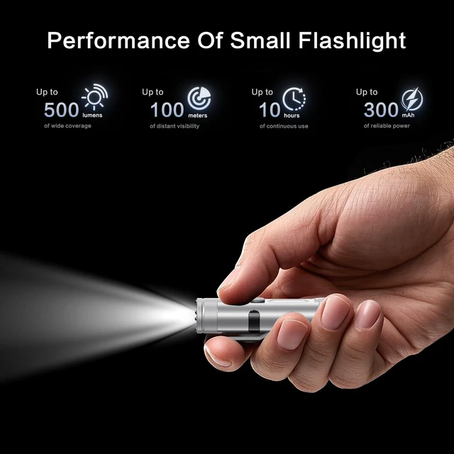 Alt view image 7 of 7 - Taclite Mini - Ultimate Everyday Micro Tool K2 Mini Flashlight with COB Light, 6-in-1 Rechargeable Magnetic Keychain Torch with Window Breaker & Electric Lighter - EDC Survival Tool (Silver)