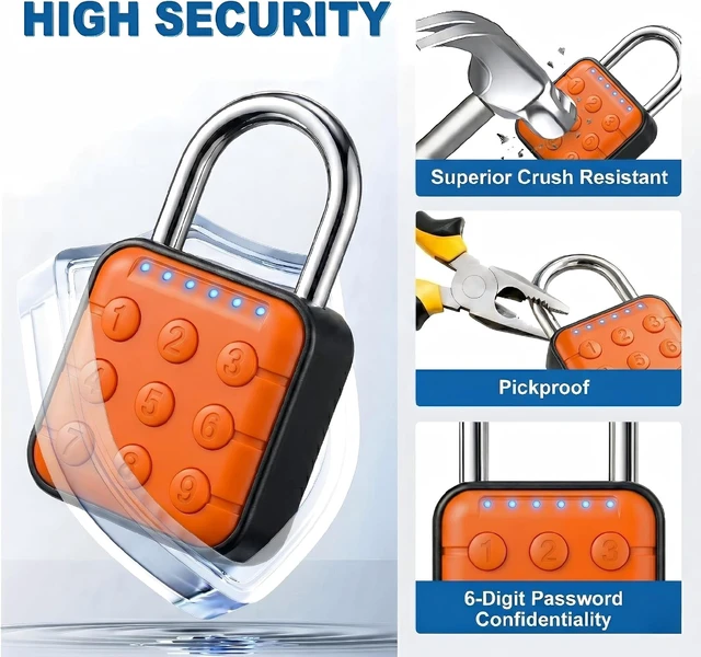 Alt view image 3 of 7 - Combination Padlock, 2 Pack, Black Orange