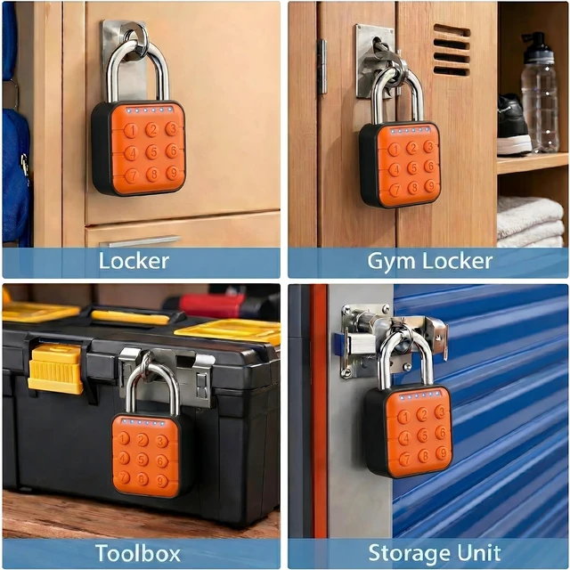 Alt view image 7 of 7 - Combination Padlock, 2 Pack, Black Orange