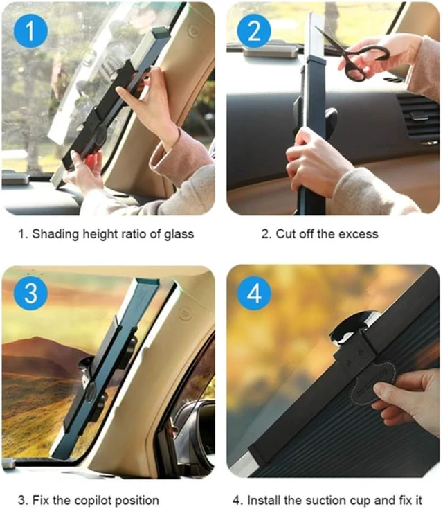 Alt view image 5 of 6 - Retractable Windshield Sun Shade for Car, Cordless Cellular Sun Visor Protector Blocks 99% UV Rays to Keep The Vehicle Cool, Honeycomb Sunshade Fits Various Models with 3 Suction Cups (63CM/25IN)