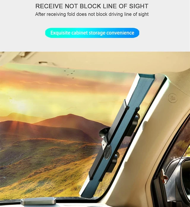 Alt view image 6 of 6 - Retractable Windshield Sun Shade for Car, Cordless Cellular Sun Visor Protector Blocks 99% UV Rays to Keep The Vehicle Cool, Honeycomb Sunshade Fits Various Models with 3 Suction Cups (63CM/25IN)