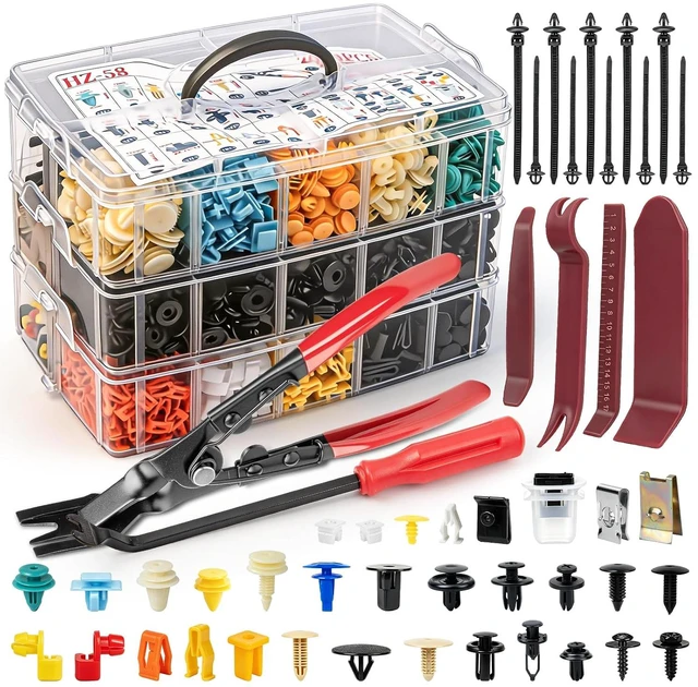 Main image of 2080PCS Automotive Retainer Clips& Trim Removal Tools,33 Universal Sizes Push Type Rivets Fasteners,Door Panel Clips for Car Bumper, Fender,Door Panel and Interior Repair for Ford,Toyota,Chevy,Honda