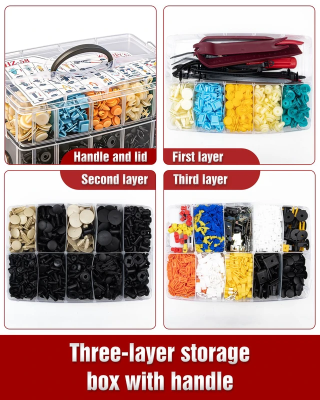 Alt view image 5 of 7 - 2080PCS Automotive Retainer Clips& Trim Removal Tools,33 Universal Sizes Push Type Rivets Fasteners,Door Panel Clips for Car Bumper, Fender,Door Panel and Interior Repair for Ford,Toyota,Chevy,Honda