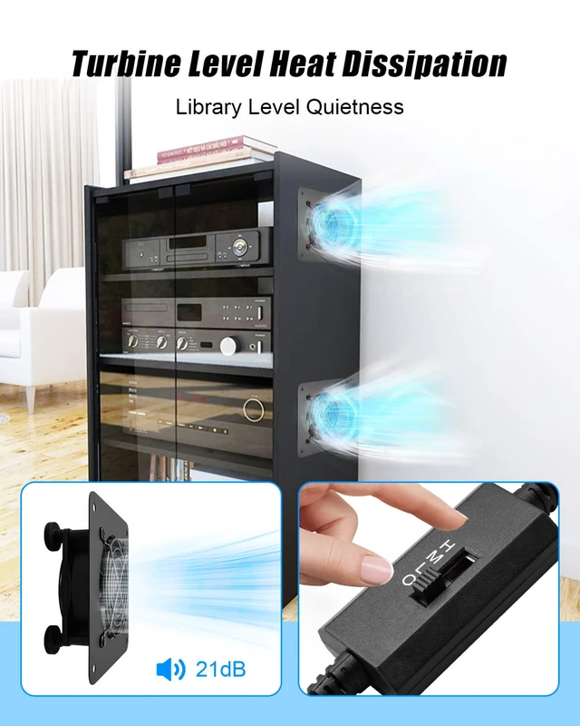 Alt view image 3 of 7 - USB Cabinet Cooling Fan 80mm with Speed Control for AV Equipment(2 Fan Kit)