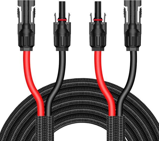 Main image of 20Ft 10AWG Solar Panel Extension Cable with Protection Cover IP68 Waterproof PV Wire, Tool-Free Connectors for Home, Boat & RV Solar Panels (20ft)