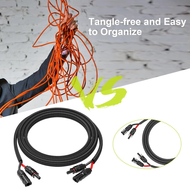 Alt view image 6 of 7 - 20Ft 10AWG Solar Panel Extension Cable with Protection Cover IP68 Waterproof PV Wire, Tool-Free Connectors for Home, Boat & RV Solar Panels (20ft)