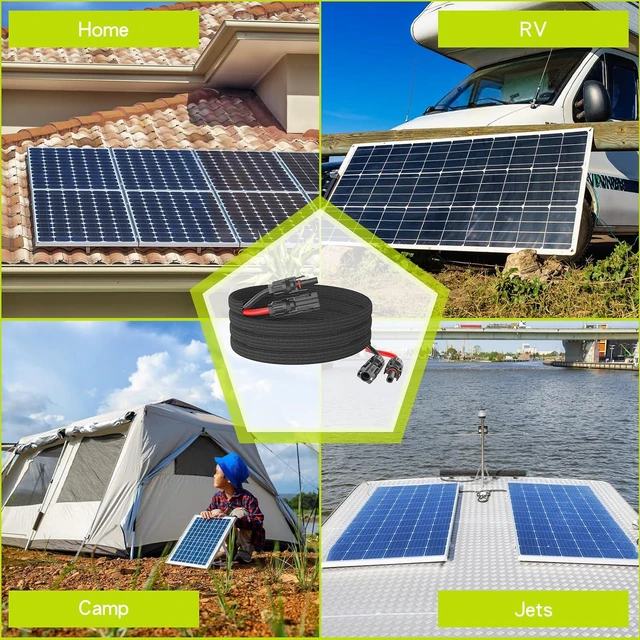 Alt view image 7 of 7 - 20Ft 10AWG Solar Panel Extension Cable with Protection Cover IP68 Waterproof PV Wire, Tool-Free Connectors for Home, Boat & RV Solar Panels (20ft)