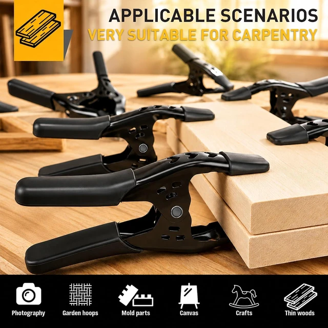 Alt view image 6 of 7 - 20-Piece 6-inch Spring Clamps, Heavy Duty Metal Woodworking Clips Spring Clips, 2.5 inch Jaw Opening, Photography Backdrops & DIY Projects