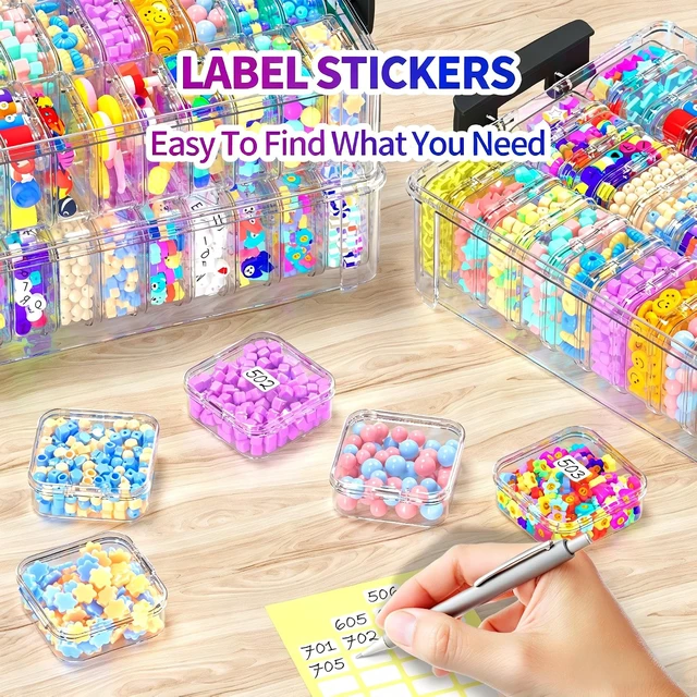 Alt view image 4 of 7 - Bead Organizer Box 120 Pcs, 4-Tier Large Capacity Stackable Bead Storage Containers, Portable Plastic Craft Organizers for Jewelry Making, Bracelets, DIY, Nail Art Charms