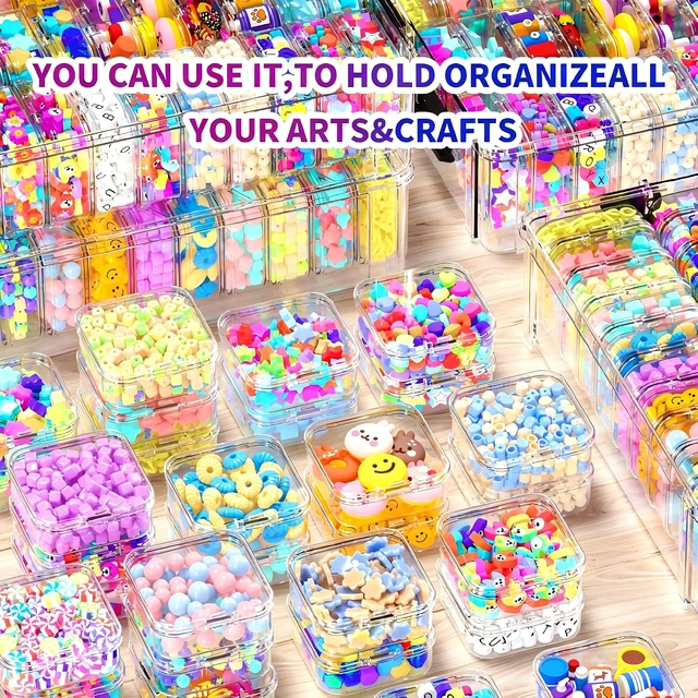 Alt view image 5 of 7 - Bead Organizer Box 120 Pcs, 4-Tier Large Capacity Stackable Bead Storage Containers, Portable Plastic Craft Organizers for Jewelry Making, Bracelets, DIY, Nail Art Charms