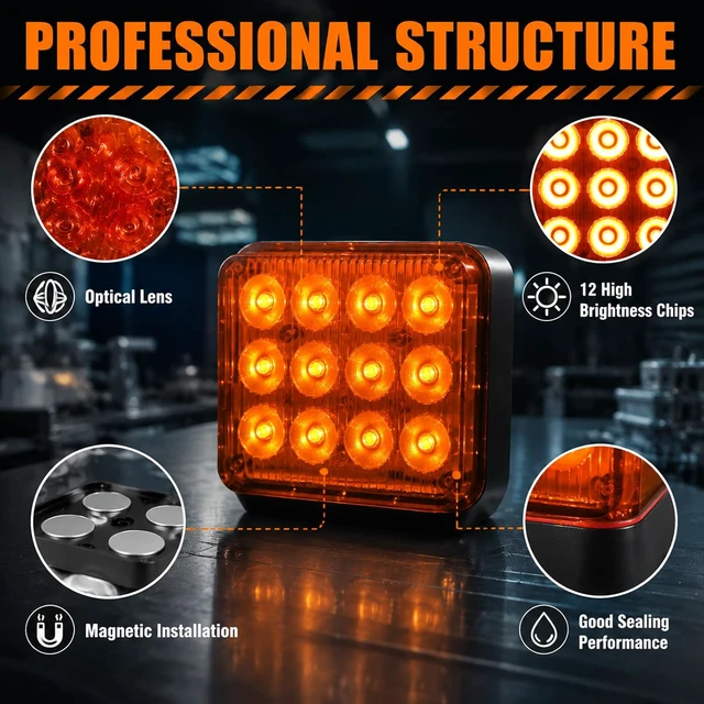 Alt view image 2 of 7 - 12-Led Amber Emergency Strobe Lights 2PCS