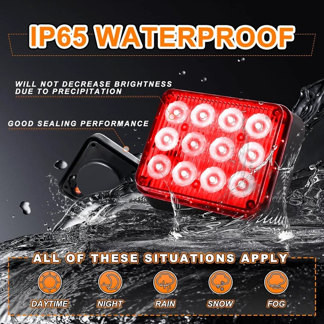 Alt view image 4 of 7 - 2PCS Magnetic Red Strobe Lights, Emergency Strobe Hazard Lights