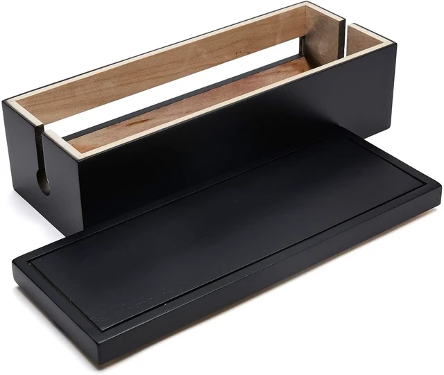 Alt view image 3 of 5 - Cable Management Box Wooden Cord Organizer Box for Extension Cord Power Stripe Surge Protector Wire Management Concealer Organizer Cover Hider for Desktop Home Office Kitchen (Black)
