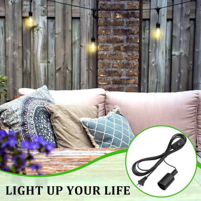 Alt view image 6 of 7 - 10 Pack Pendant Light Cord with Switch for E26 E27, Black, 15 Feet