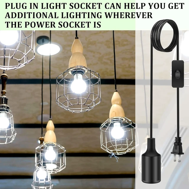 Alt view image 7 of 7 - 10 Pack Pendant Light Cord with Switch for E26 E27, Black, 15 Feet