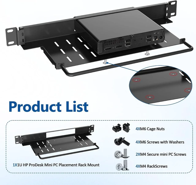 Alt view image 4 of 6 - 1U Rack Mount for HP ProDesk Mini PC, HP EliteDesk Mini Business Desktop