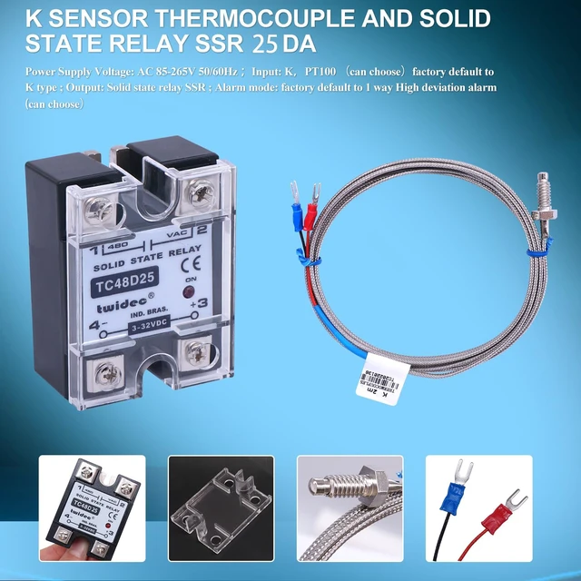 Alt view image 4 of 6 - /MV100-B10 Digital Display PID Temperature Controllers Thermostat Regulator AC 85V - 265V MY-104+ K Sensor Thermocouple + Heat Sink and Solid State Relay SSR 25 DA