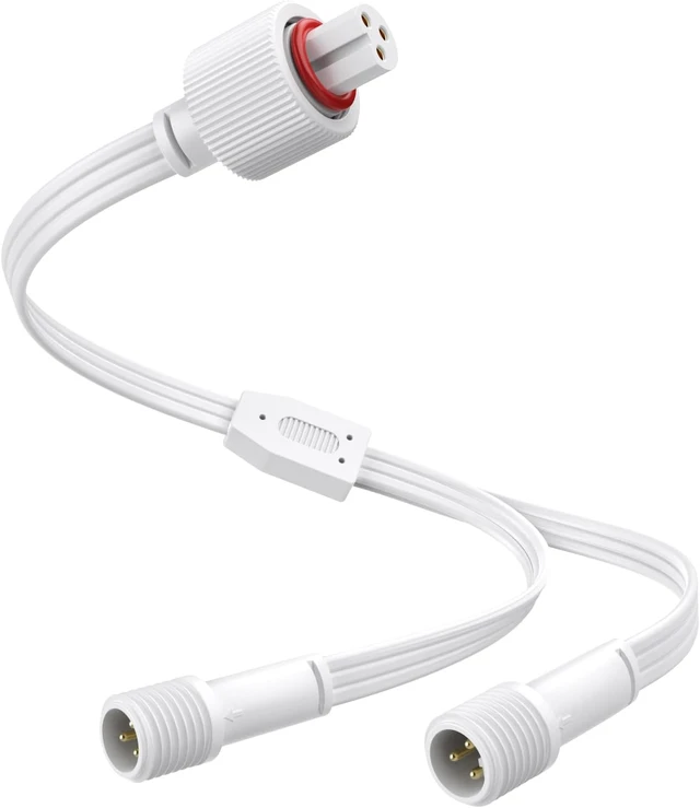 Alt view image 6 of 7 - Permanent Outdoor Lights Extension Cable with Y-Splitter,IP68 Waterproof Extension Cord,3 Pin Power Cord for Go-vee H705A H705B H705C H706A H706B H706C (2, White)