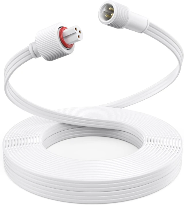 Alt view image 7 of 7 - Permanent Outdoor Lights Extension Cable with Y-Splitter,IP68 Waterproof Extension Cord,3 Pin Power Cord for Go-vee H705A H705B H705C H706A H706B H706C (2, White)