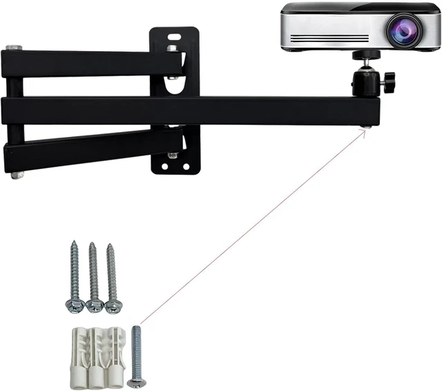 Alt view image 2 of 6 - Foldable Projector Wall Mount Universal Ceiling Wall Projector Mount Stand Projectors Bracket,1/4" Screw Size (Wall Mount) (B 16.1 * 15.7in)