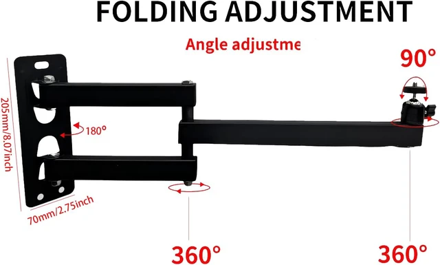 Alt view image 5 of 6 - Foldable Projector Wall Mount Universal Ceiling Wall Projector Mount Stand Projectors Bracket,1/4" Screw Size (Wall Mount) (B 16.1 * 15.7in)