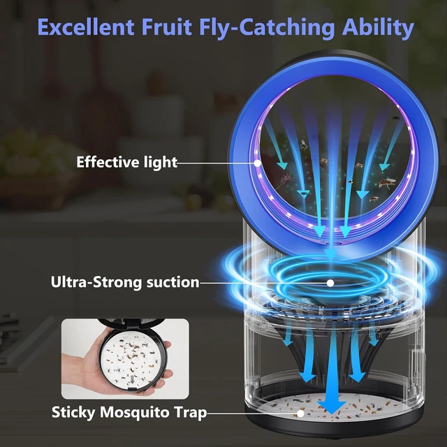 Alt view image 2 of 7 - Fruit Fly Traps for Indoors, Blue Gnat Trap Indoor with Suction & Timer