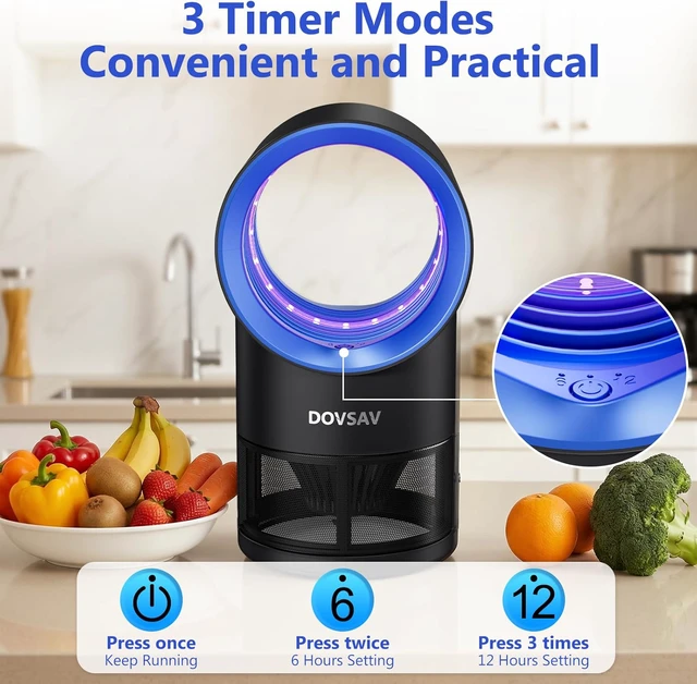Alt view image 3 of 7 - Fruit Fly Traps for Indoors, Blue Gnat Trap Indoor with Suction & Timer
