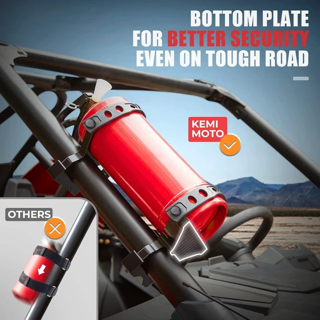 Alt view image 2 of 7 - UTV Fire Extinguisher Holder, Adjustable Quick Release Roll Bar Fire Extinguisher Mount Compatible with Polaris RZR Can Am X3 Compatible with Kawasaki Teryx