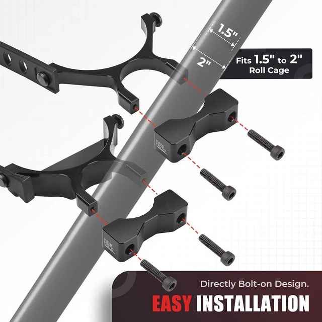 Alt view image 4 of 7 - UTV Fire Extinguisher Holder, Adjustable Quick Release Roll Bar Fire Extinguisher Mount Compatible with Polaris RZR Can Am X3 Compatible with Kawasaki Teryx