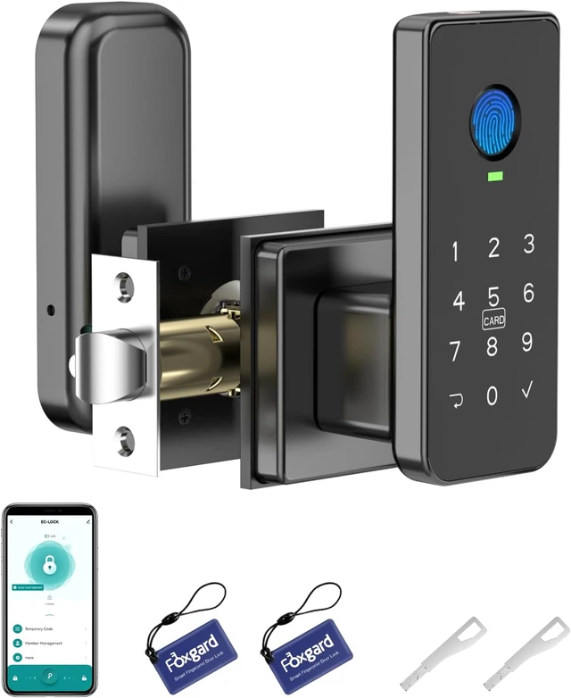 Main image of Smart Fingerprint Door Lock, 5-in-1 Fingerprint Door Knob, Black