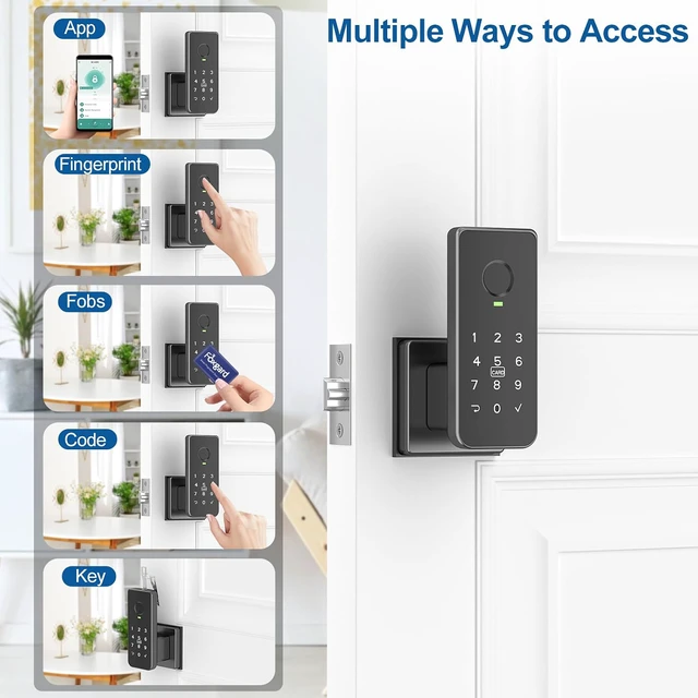 Alt view image 2 of 7 - Smart Fingerprint Door Lock, 5-in-1 Fingerprint Door Knob, Black