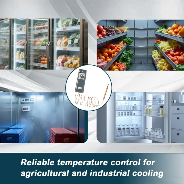 Alt view image 6 of 6 - Refrigeration Thermostat Temperature Controller from -30°F to 90°F Capillary Length 5 Ft with Mechanical Temperature Control Switch Replace#: W1609-101