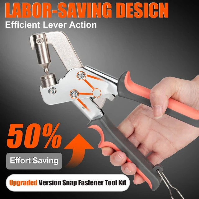 Alt view image 3 of 7 - Heavy Duty Snap Fastener Tool with Case, Button Snap Replacement Kit Snap Tool with 560PCS Metal Snaps Buttons for Fastening/Boat Cover/Tarps/Canvas/DIY/Leather/Sewing/Repair/Fabric