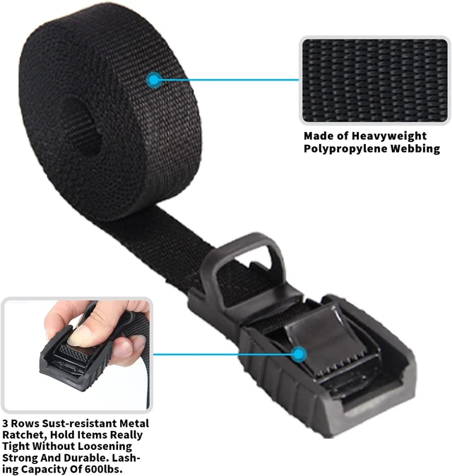 Alt view image 3 of 7 - Mind and Action Kayak Tie Down Straps,Quick Hood Loops Trunk Anchor,Canoe Transport Accessories Secure Vehicle Lashing Point (2 Straps+2 Loops+2 Hooks)