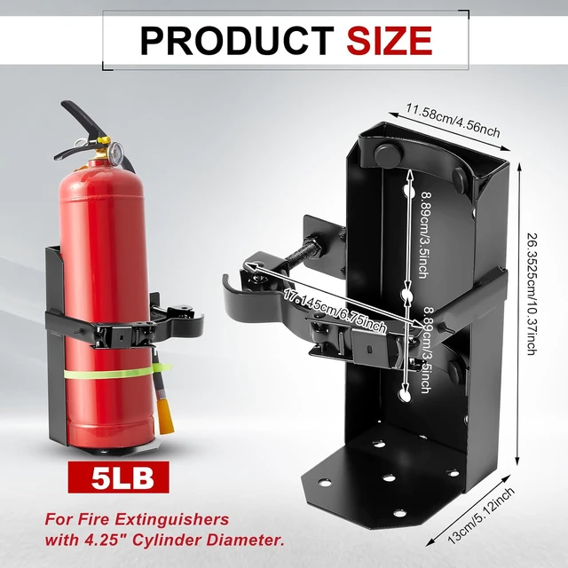 Alt view image 2 of 6 - Fire Extinguisher Wall Mount Metal Bracket, Fe-5, Black, 1 Pcs