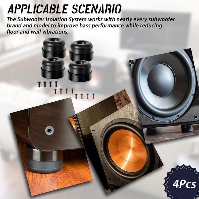 Alt view image 2 of 7 - 4 Pcs Subwoofer Isolation Pads/System with Mount Screws