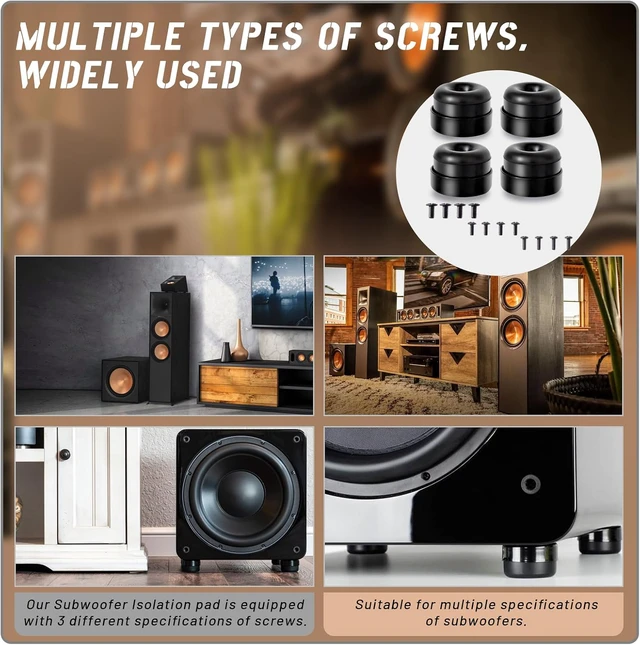 Alt view image 4 of 7 - 4 Pcs Subwoofer Isolation Pads/System with Mount Screws