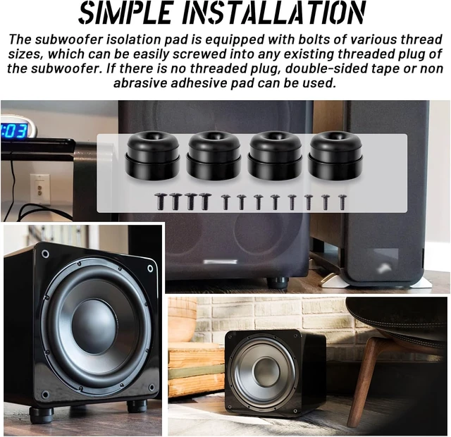 Alt view image 7 of 7 - 4 Pcs Subwoofer Isolation Pads/System with Mount Screws
