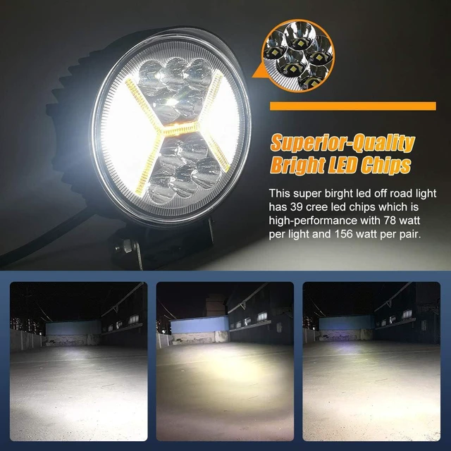 Alt view image 2 of 7 - 2PCS Round LED Pods Driving Lights Bar with Amber DRL Light - 117W 12000LM Flood Spot Combo Beam Working Light Pod Off Road for Trucks,SUV,Hunters,Jeep,Boat etc