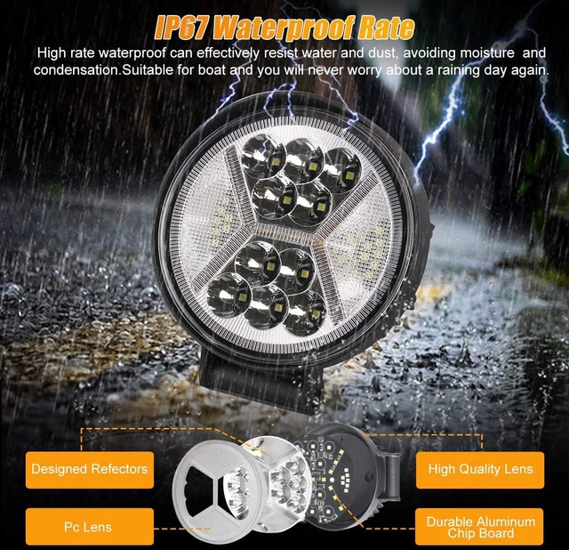 Alt view image 3 of 7 - 2PCS Round LED Pods Driving Lights Bar with Amber DRL Light - 117W 12000LM Flood Spot Combo Beam Working Light Pod Off Road for Trucks,SUV,Hunters,Jeep,Boat etc