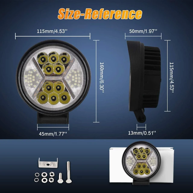 Alt view image 5 of 7 - 2PCS Round LED Pods Driving Lights Bar with Amber DRL Light - 117W 12000LM Flood Spot Combo Beam Working Light Pod Off Road for Trucks,SUV,Hunters,Jeep,Boat etc