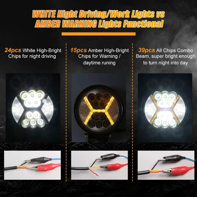 Alt view image 6 of 7 - 2PCS Round LED Pods Driving Lights Bar with Amber DRL Light - 117W 12000LM Flood Spot Combo Beam Working Light Pod Off Road for Trucks,SUV,Hunters,Jeep,Boat etc
