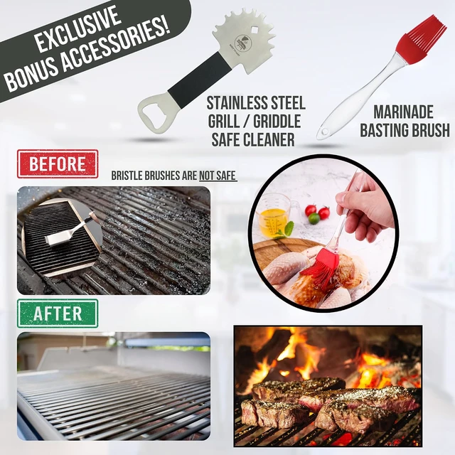 Alt view image 5 of 7 - Professional Meat Injector Marinade Syringe Kit for Smoking & Grilling Turkey, Brisket & BBQ Large 2 Oz Stainless Steel Capacity, Never Leaks or Clogs + Grill Cleaner & Flavor Brush