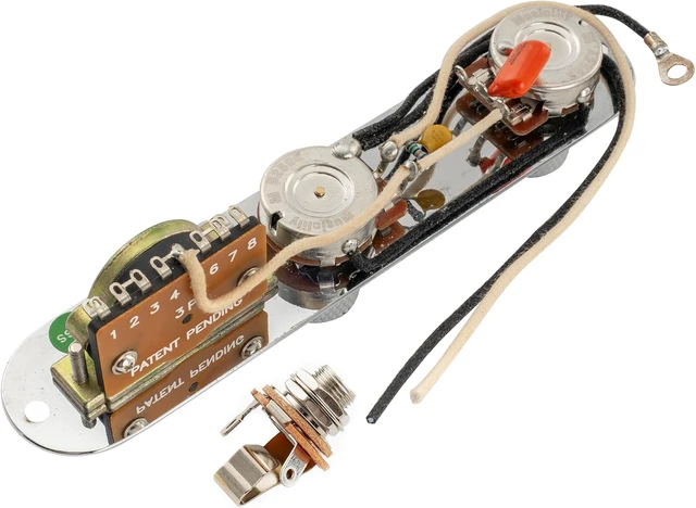 Alt view image 5 of 7 - Pro Loaded Control Plate Guitar Pre-Wired 3-Way Blade Switch with Wiring Harness 250K Potentiometers for Import Style Tele Electric Guitar, Chrome