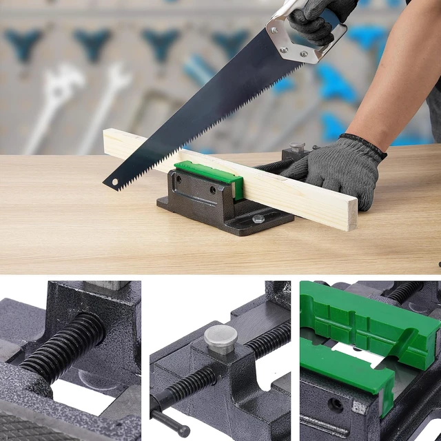 Alt view image 5 of 6 - Drill Press Vise,4" Heavy Duty Bench Vise, Bench Clamp ViseDrill Press Vice with Multi-Groove Vice Jaw Pads and Quick Adjustment Button