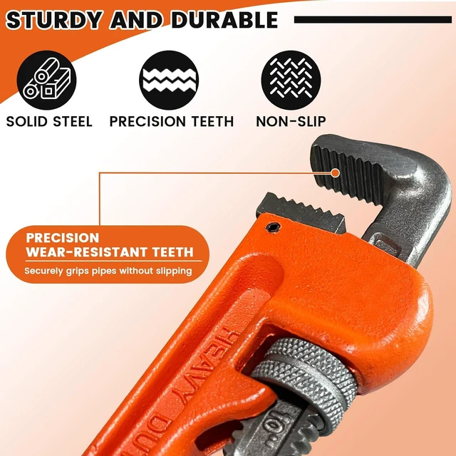 Alt view image 3 of 7 - 5-Piece Heavy Duty Pipe Wrench Set, 8"/10"/12"/14"/18" Plumbing Wrench