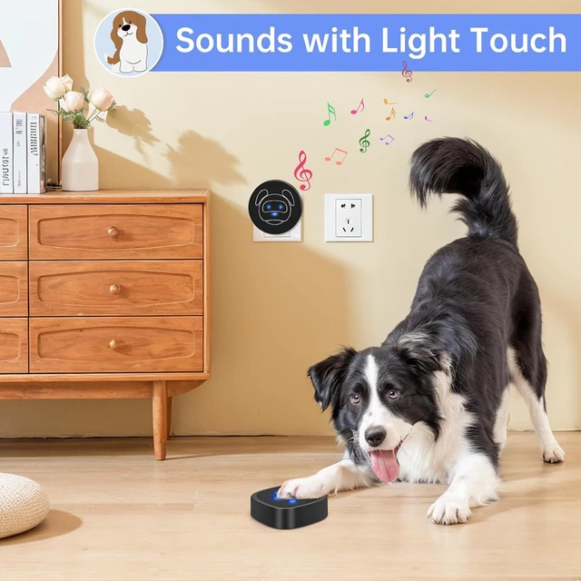 Alt view image 2 of 7 - Dog Door Bell for Potty Training, Wireless Dog Doorbell Ring to Go Outside, IP65 Waterproof Touch Buttons, 50 Melodies & 1000 Feet Range